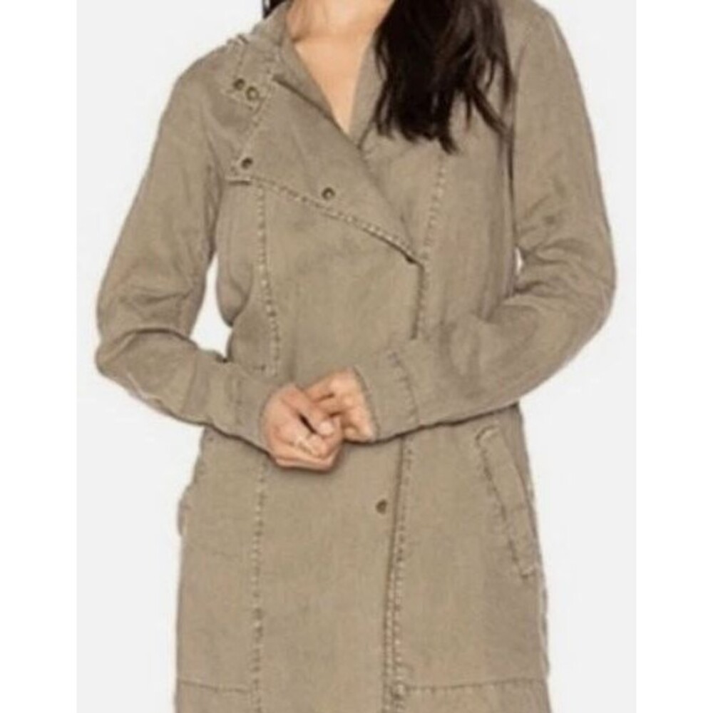 MICHAEL STARS Tan Linen Trench Coat Anorak Size Small (roomy small!) MSRP $228